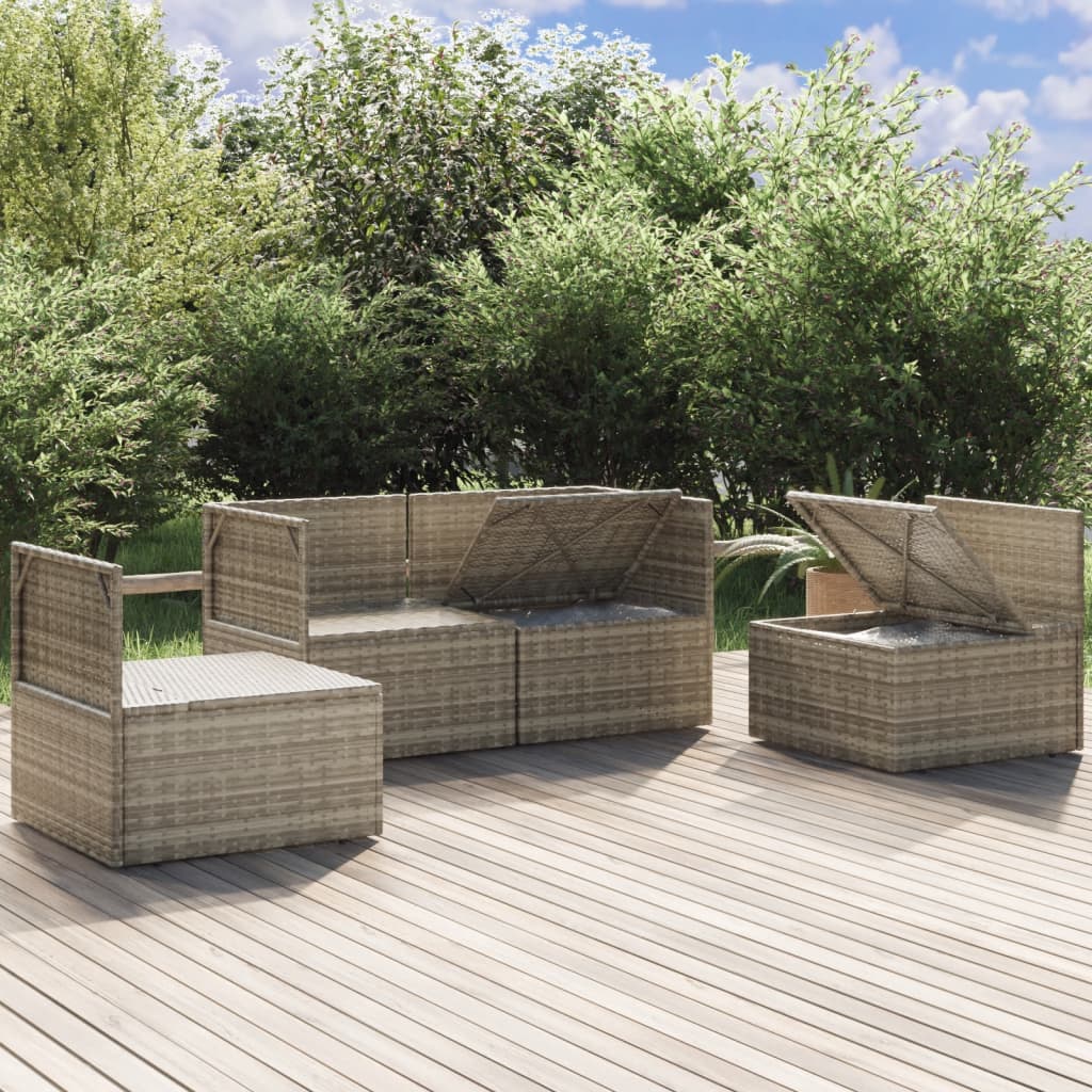 Salotto da giardino 4 pz in polyrattan grigio con cuscini 3