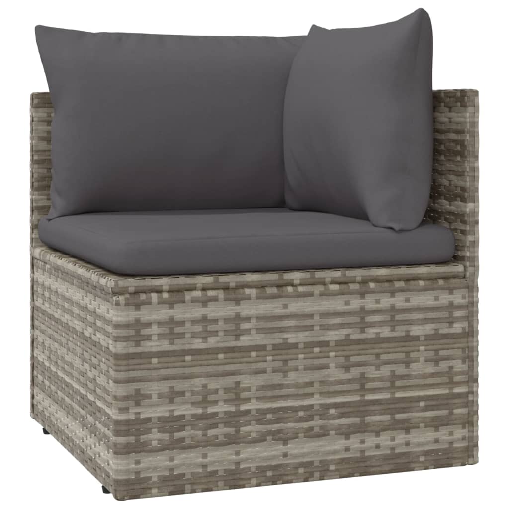 Salotto da giardino 4 pz in polyrattan grigio con cuscini 3