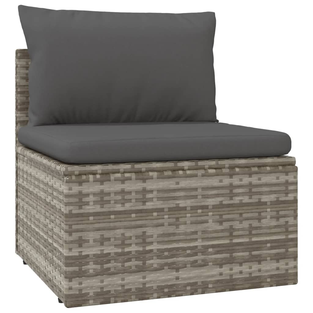 Salotto da Giardino Modulare in Rattan PE Grigio, 5 Pezzi