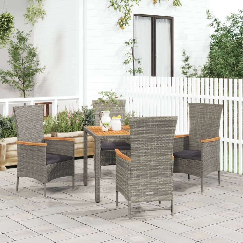 Set da pranzo da giardino 6 pz in polyrattan grigio