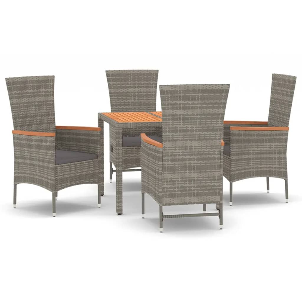 Set da pranzo da giardino 6 pz in polyrattan grigio