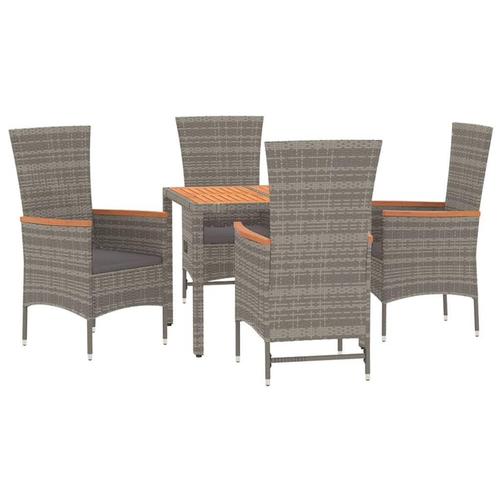 Set da pranzo da giardino 6 pz in polyrattan grigio