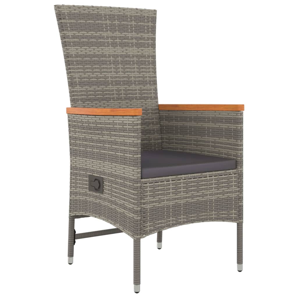 Set da pranzo da giardino 6 pz in polyrattan grigio