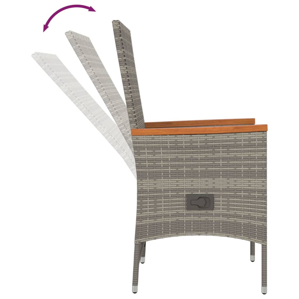 Set da pranzo da giardino 6 pz in polyrattan grigio