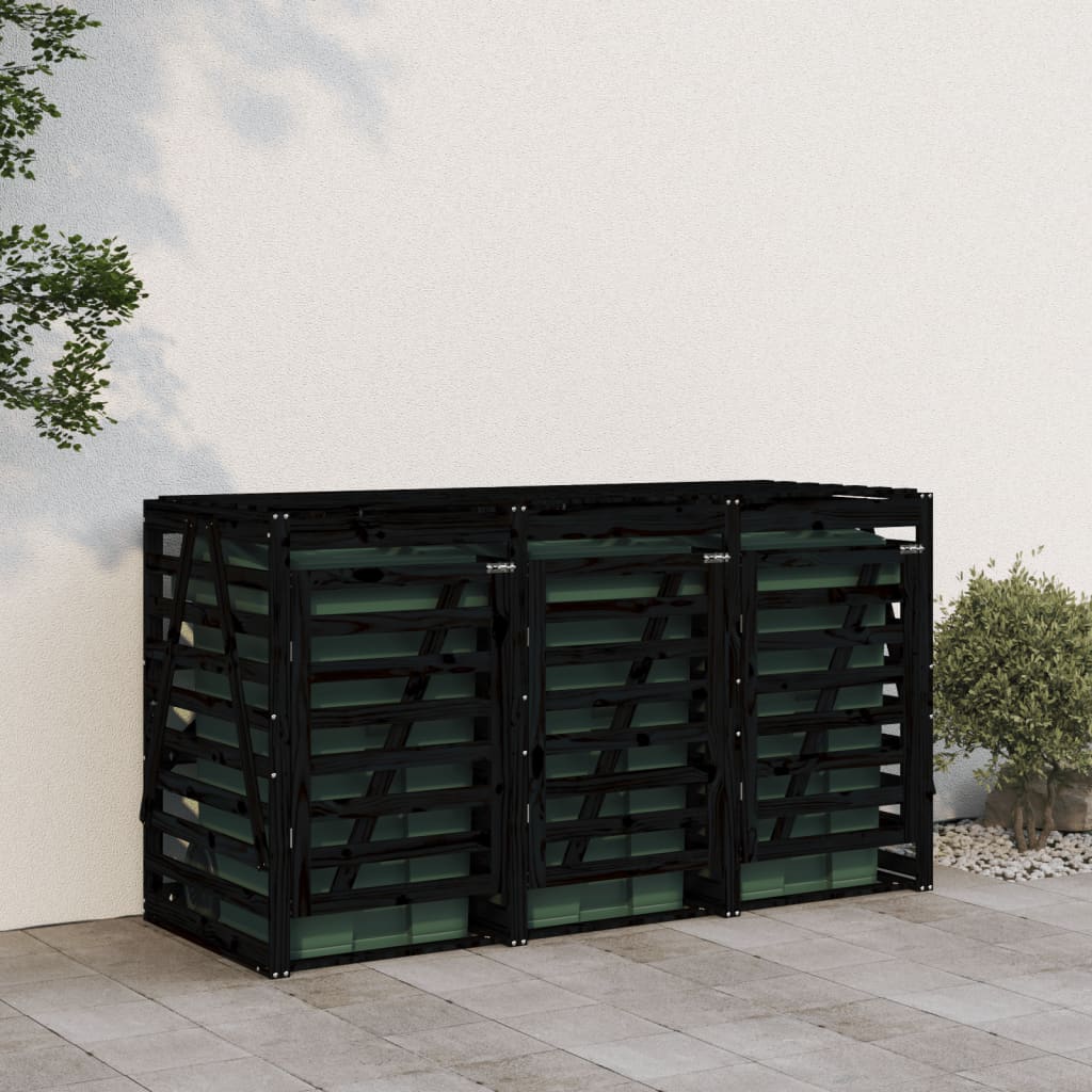 Copribidone Triplo Nero in Legno Massello di Pino