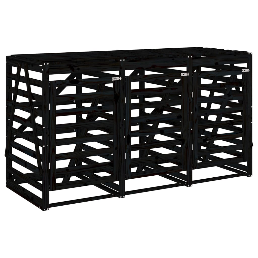 Copribidone Triplo Nero in Legno Massello di Pino