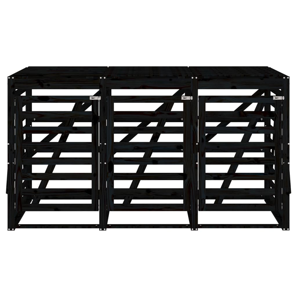 Copribidone Triplo Nero in Legno Massello di Pino