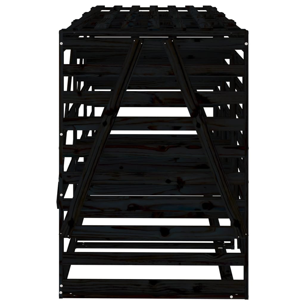 Copribidone Triplo Nero in Legno Massello di Pino