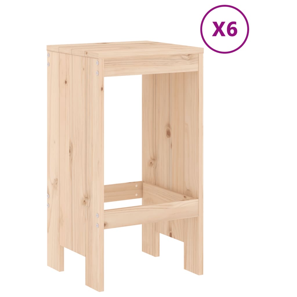 Set da Bar in Legno di Pino: Tavolo e 6 Sgabelli