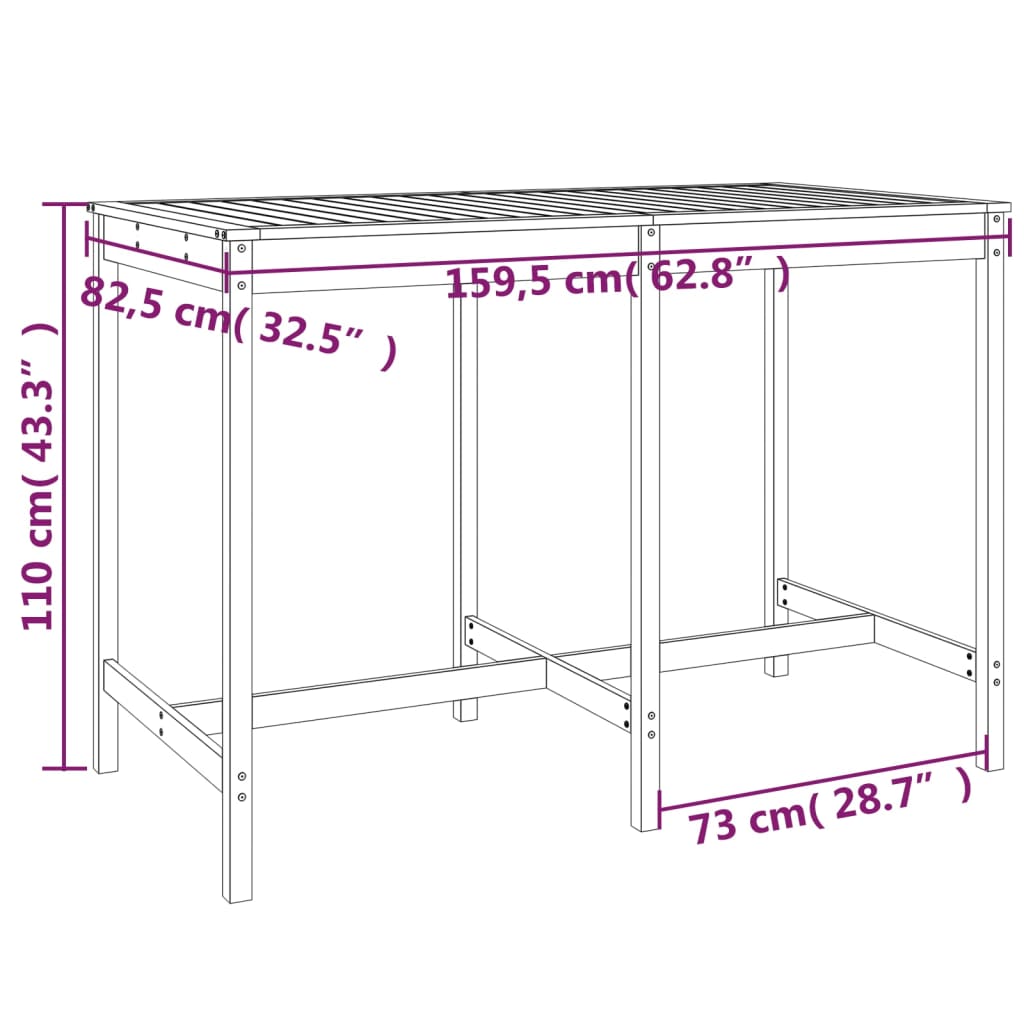 Set da Bar in Legno di Pino: Tavolo e 6 Sgabelli