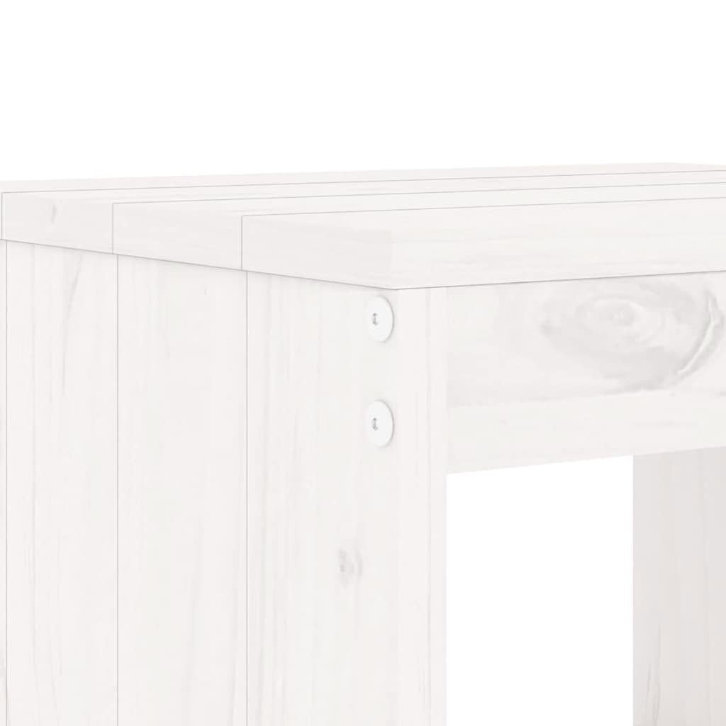 Set Bar da Giardino Bianco in Legno Massello di Pino 6 Sgabelli
