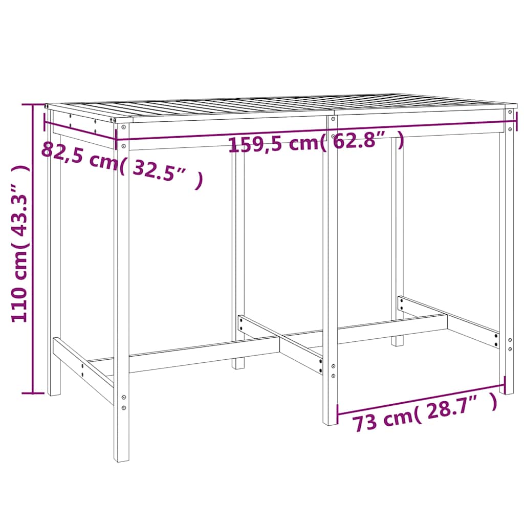 Set Bar da Giardino Bianco in Legno Massello di Pino 6 Sgabelli