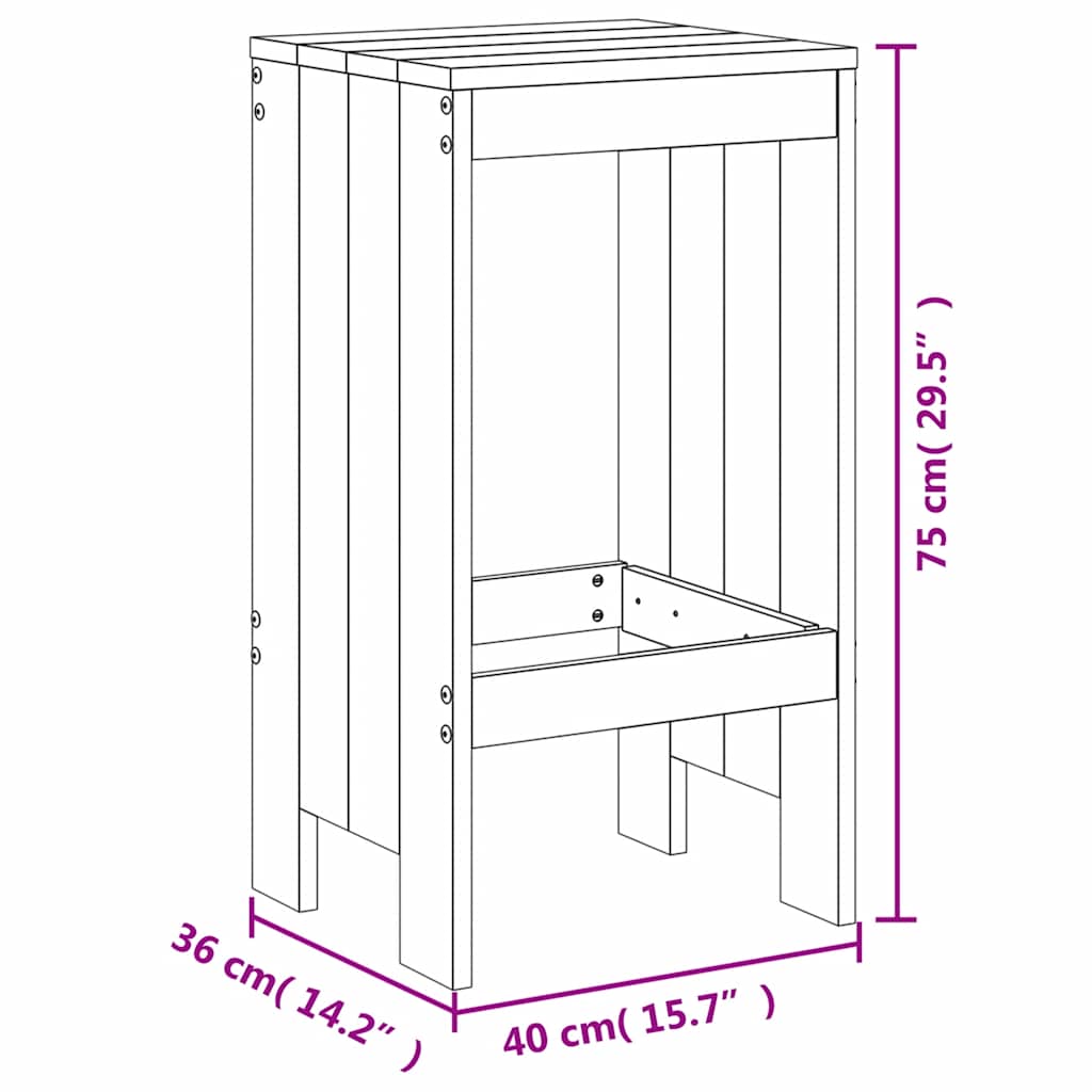 Set Bar da Giardino Bianco in Legno Massello di Pino 6 Sgabelli