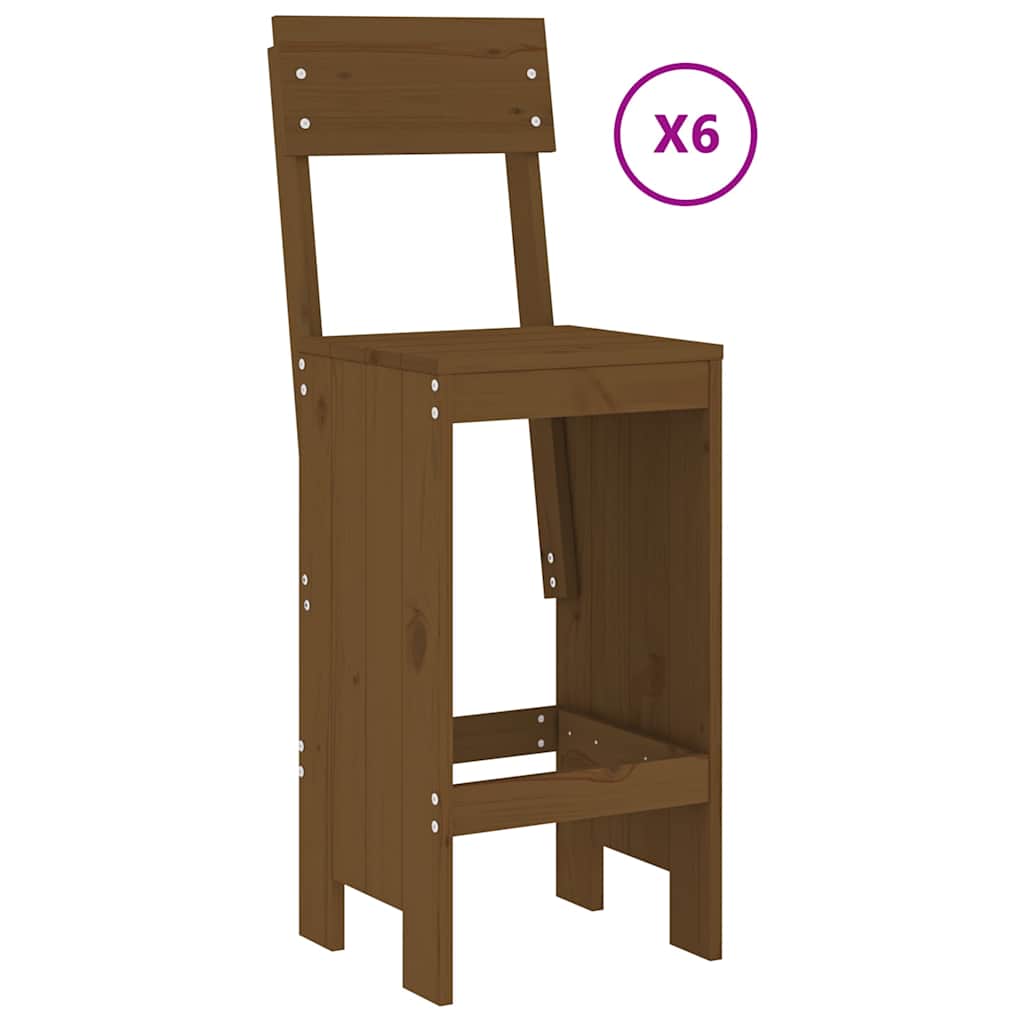 Set Bar da Giardino 7 pz in Legno di Pino Marrone Ambra