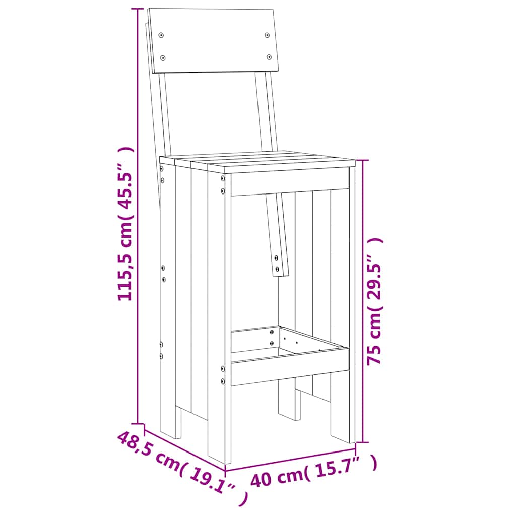 Set Bar da Giardino 7 pz in Legno di Pino Marrone Ambra