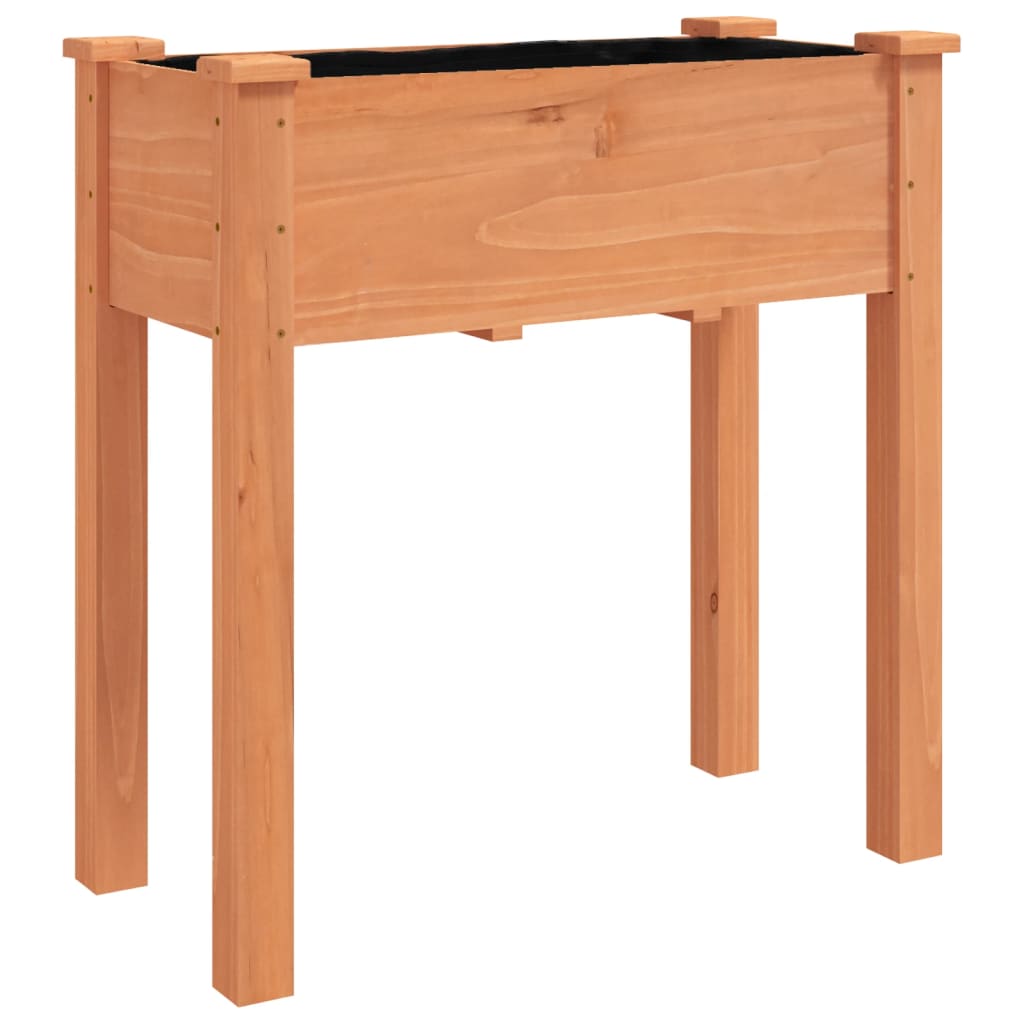 Fioriera Ruote e Fodera Marrone 71x37x80cm Legno Massello Abete