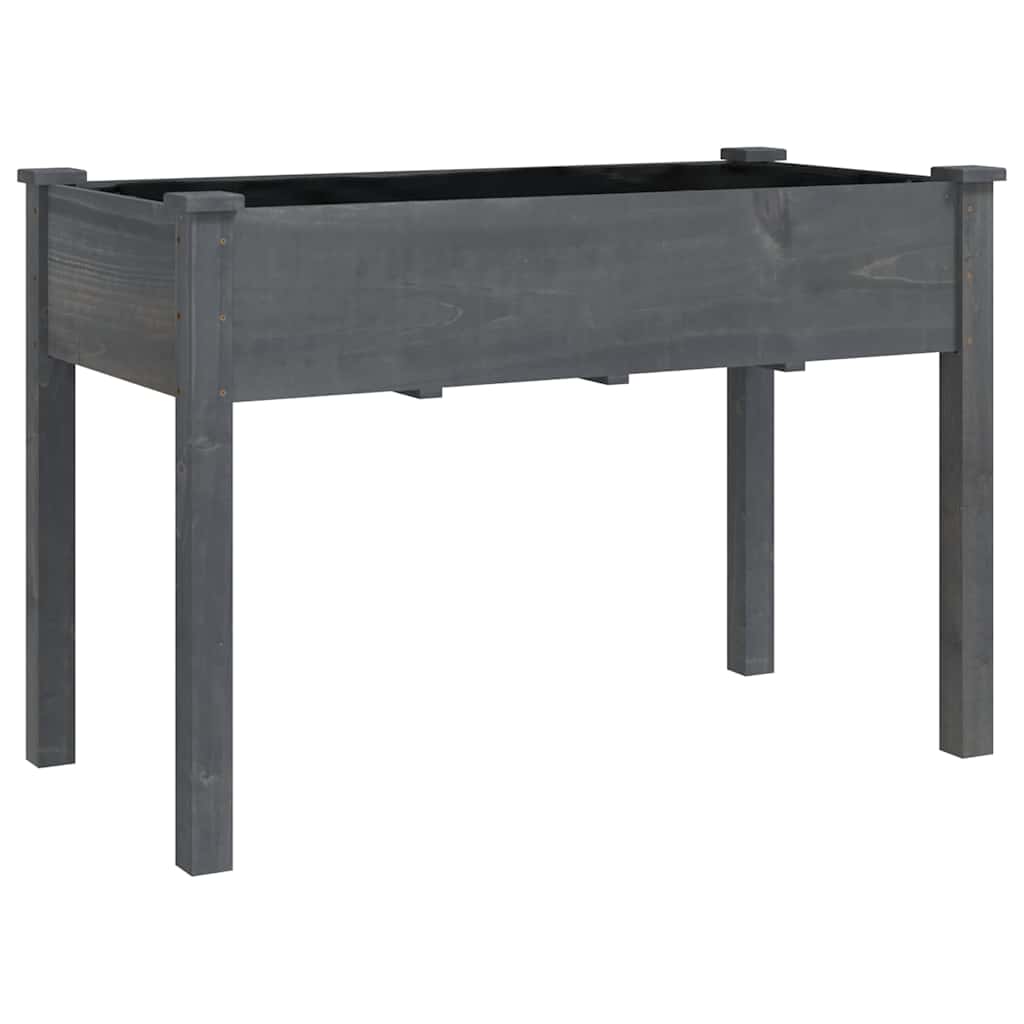 Fioriera Ruote e Fodera Grigia 118x59x80cm Legno Massello Abete