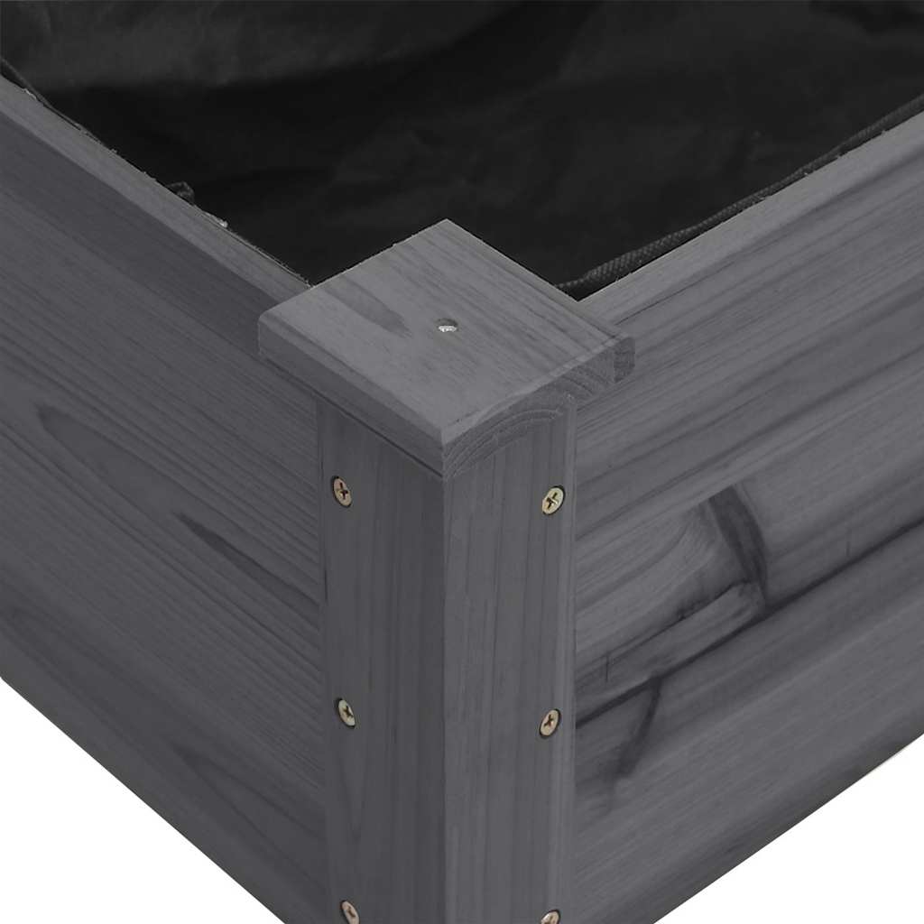 Fioriera Ruote e Fodera Grigia 118x59x80cm Legno Massello Abete