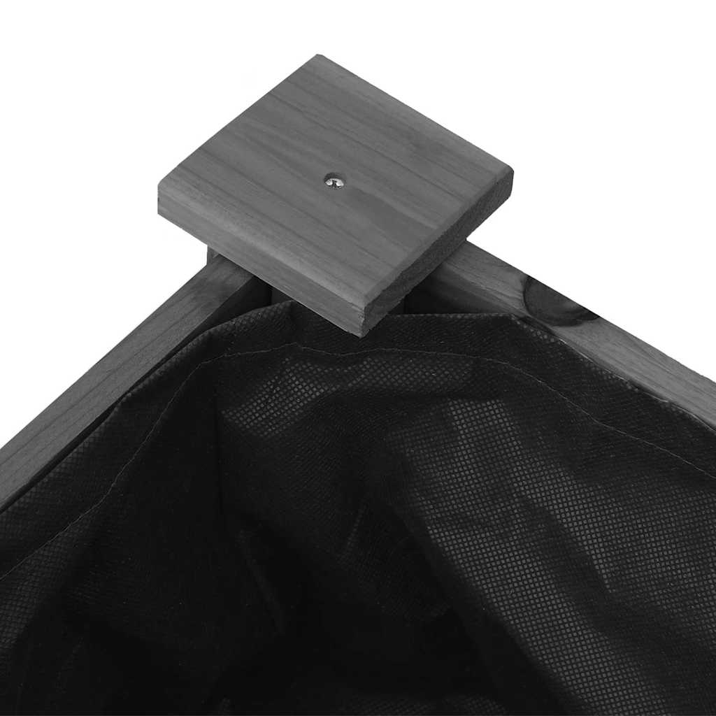Fioriera Ruote e Fodera Grigia 118x59x80cm Legno Massello Abete