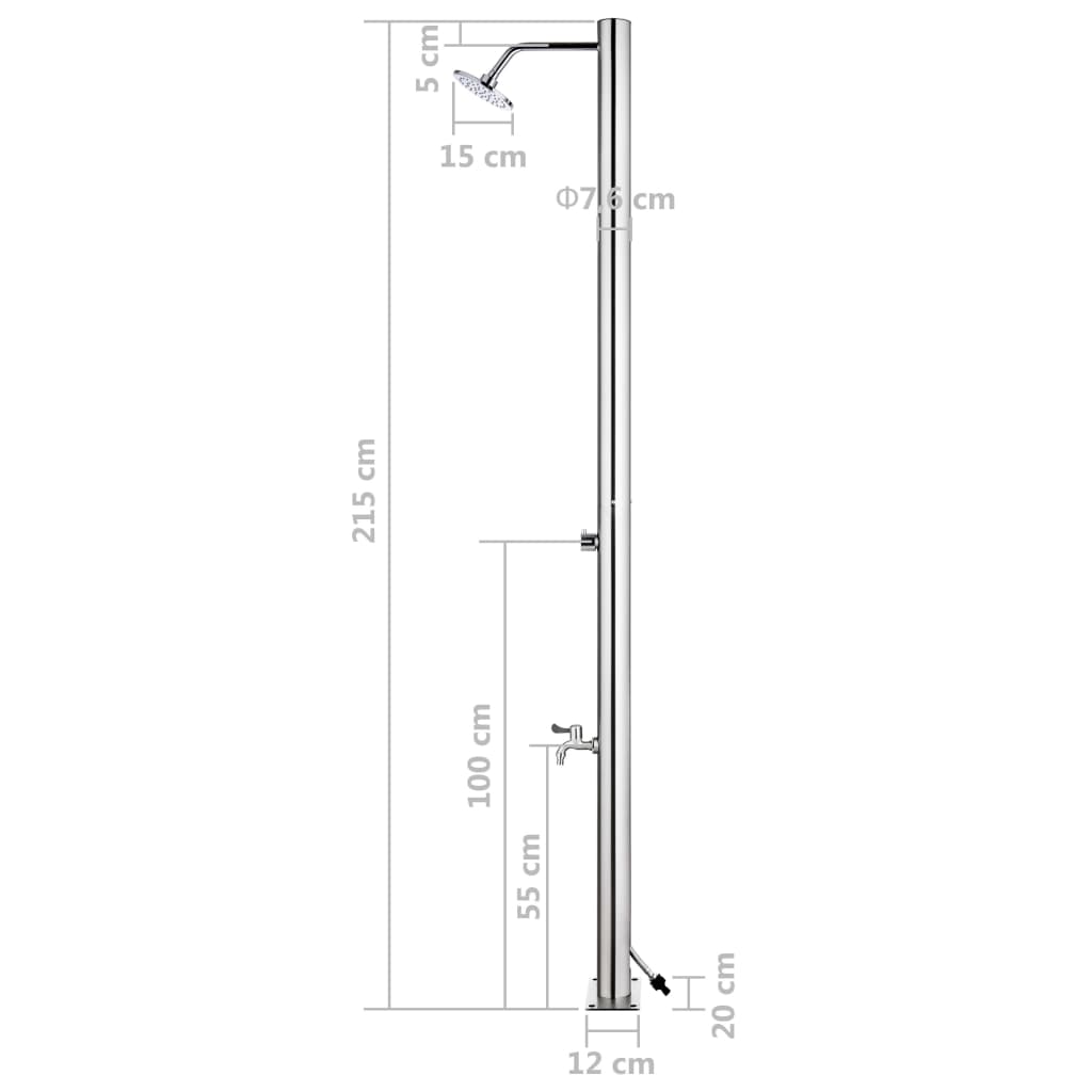 Doccia da Giardino 215 cm in Acciaio Inossidabile