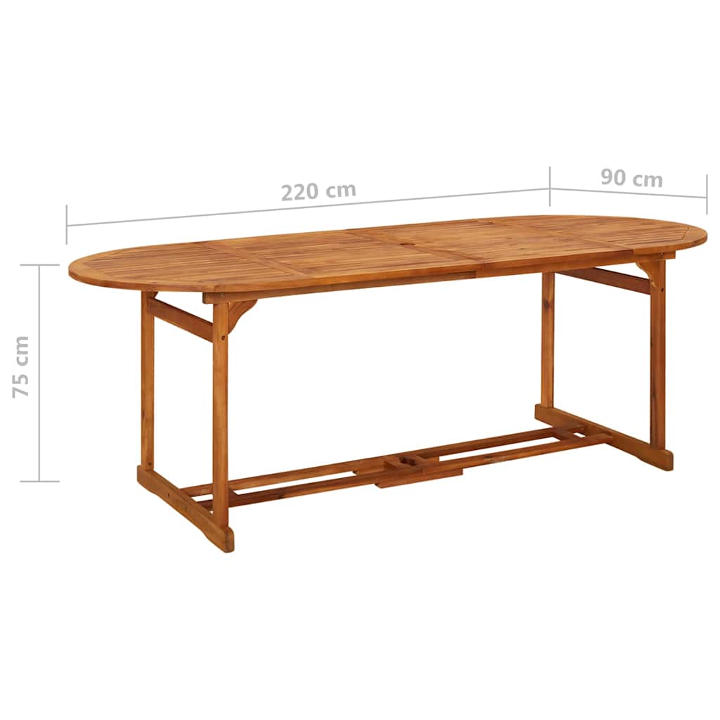 Tavolo da Pranzo per Esterni 220x90x75cm Legno Massello Acacia