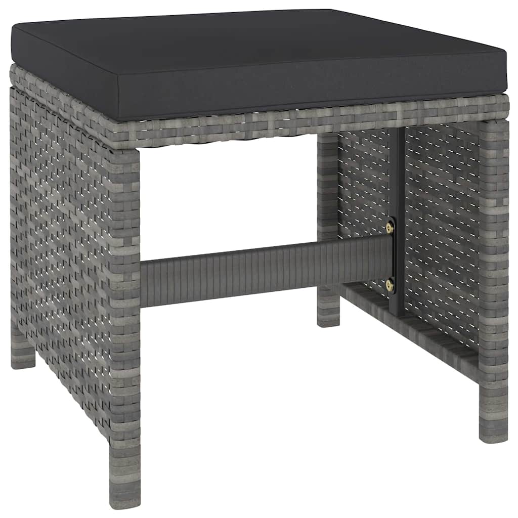 Set Pranzo Giardino 6 pz Polyrattan Grigio e Acacia