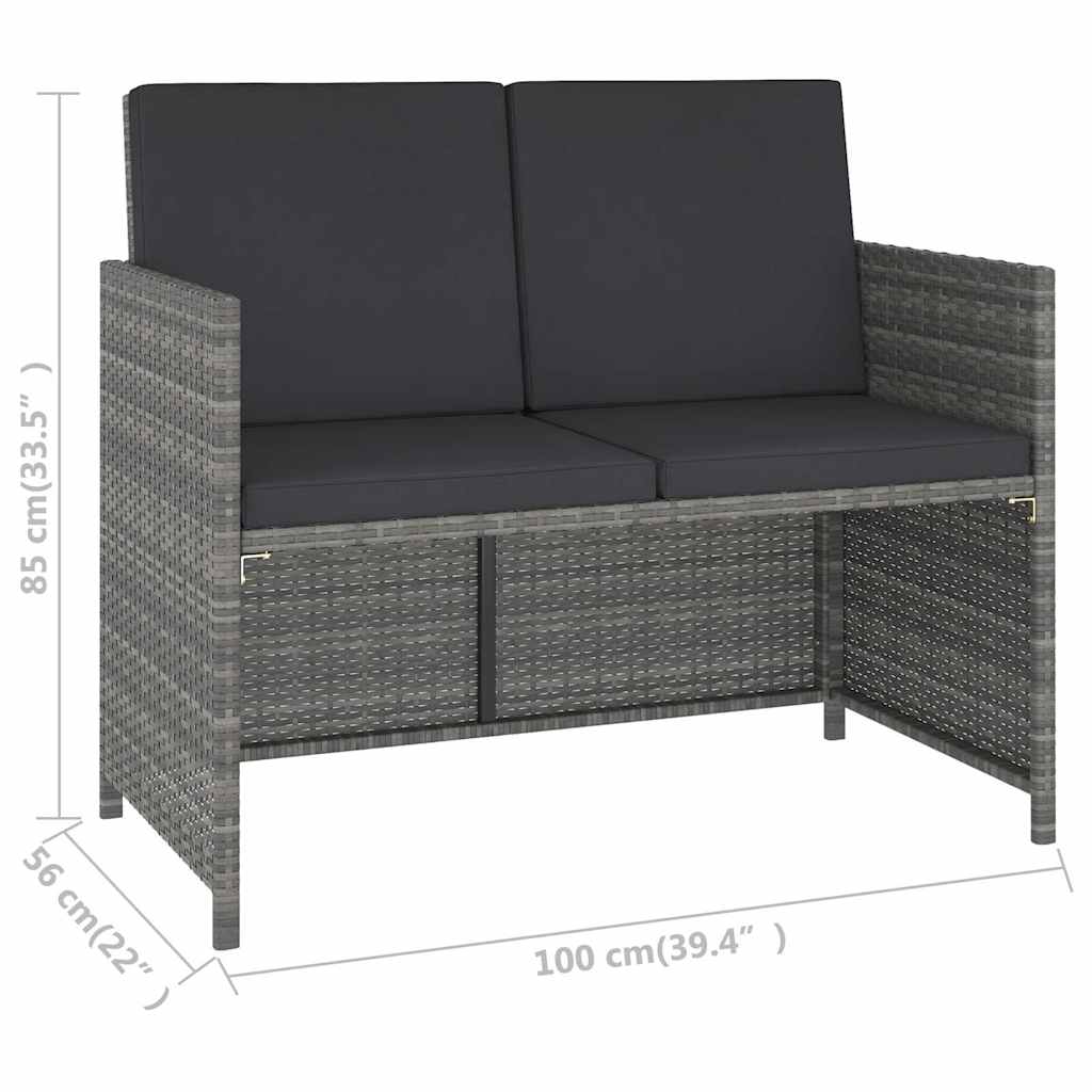 Set Pranzo Giardino 6 pz Polyrattan Grigio e Acacia