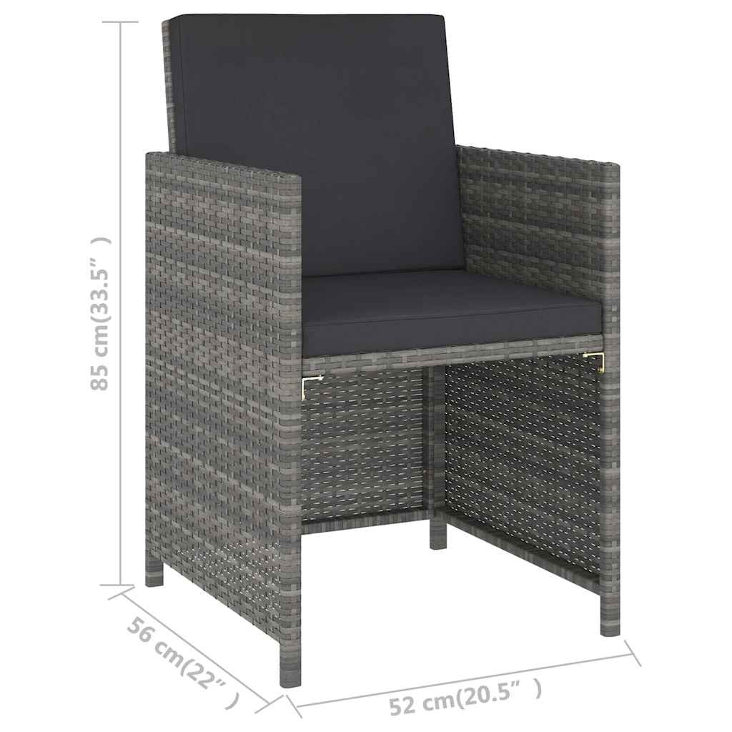 Set Pranzo Giardino 6 pz Polyrattan Grigio e Acacia