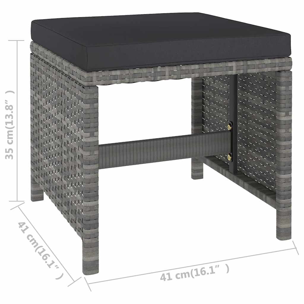 Set Pranzo Giardino 6 pz Polyrattan Grigio e Acacia