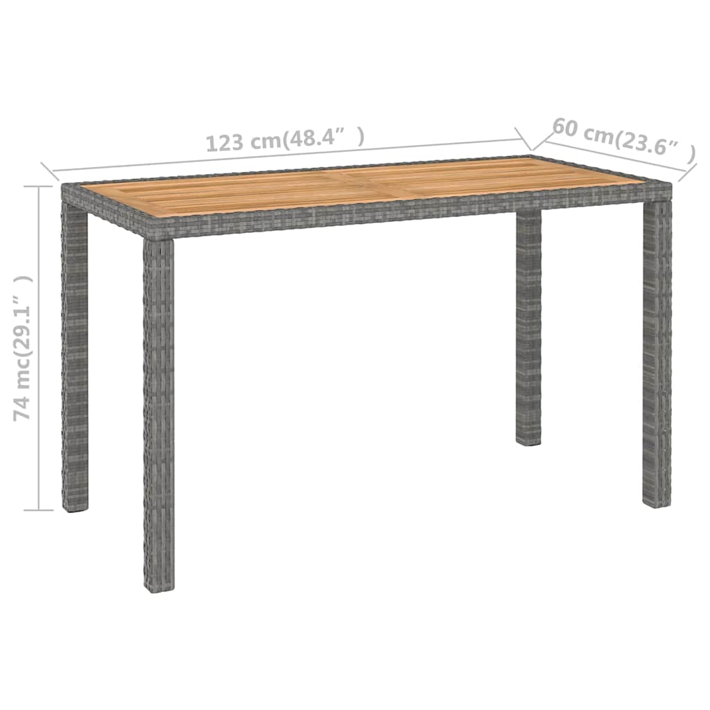 Set Pranzo Giardino 6 pz Polyrattan Grigio e Acacia