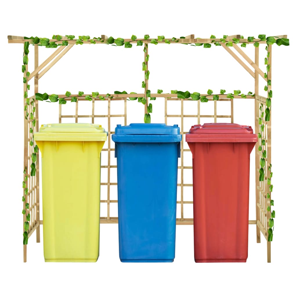 Pergolato Giardino per 3 Bidoni in Legno di Pino Impregnato 200 cm