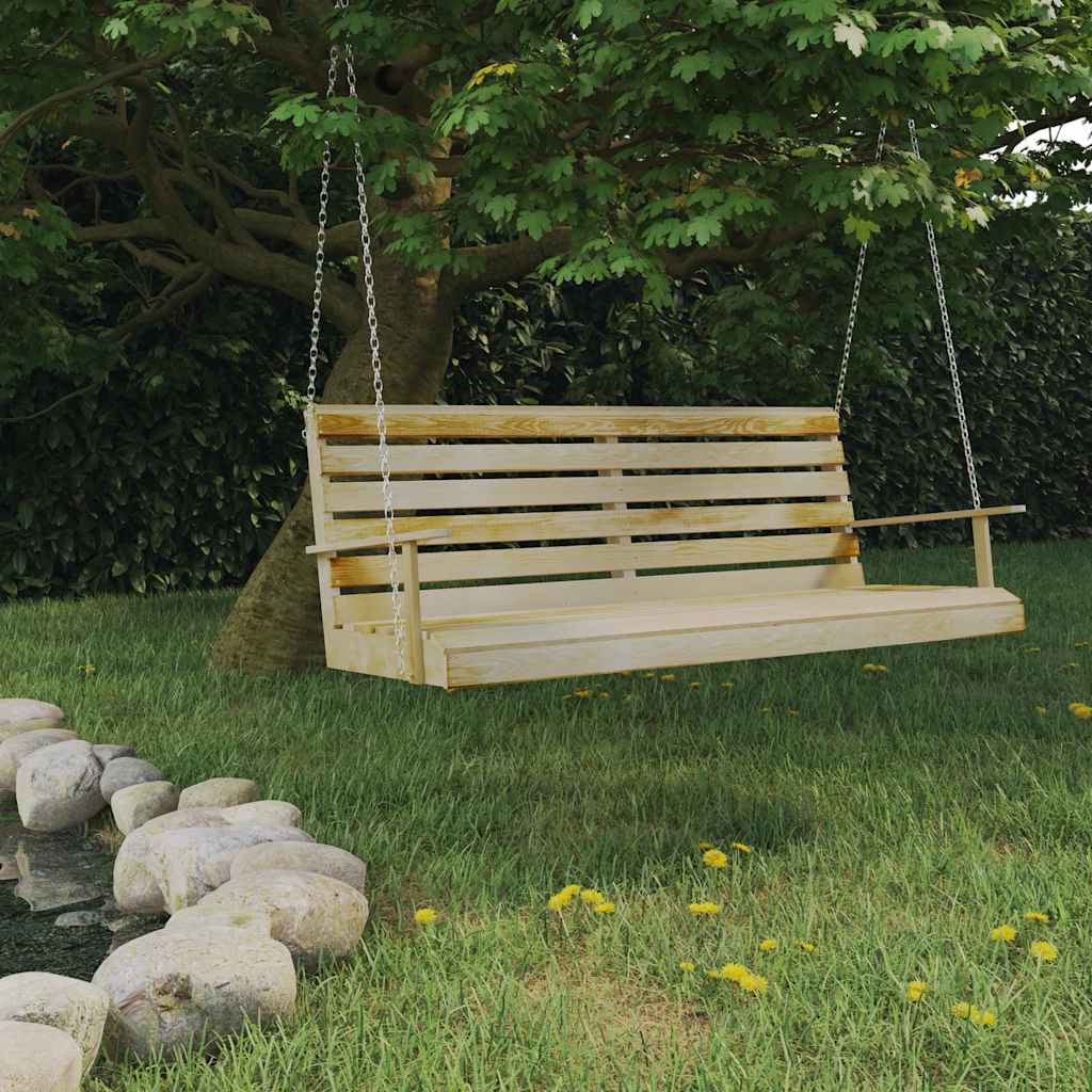 Panchina a Dondolo in Legno di Pino Impregnato 155x65x60 cm