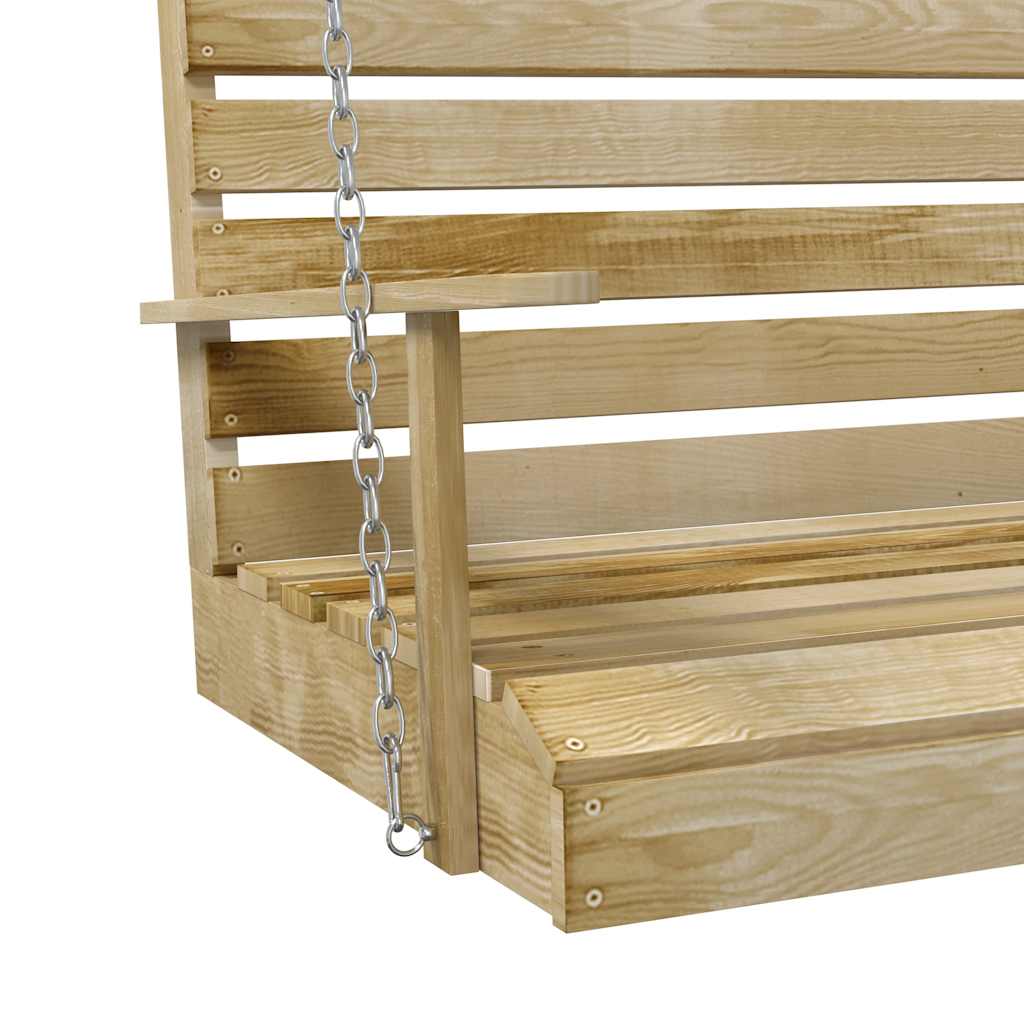 Panchina a Dondolo in Legno di Pino Impregnato 155x65x60 cm
