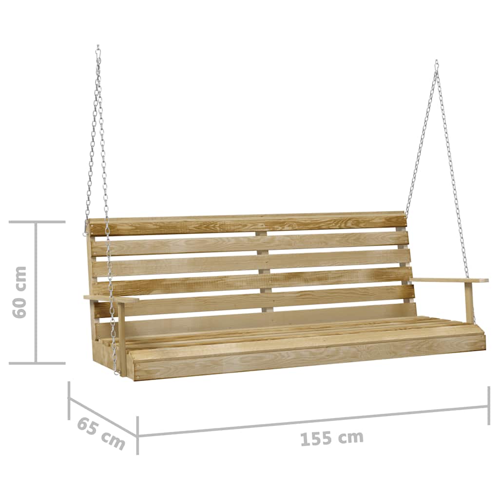 Panchina a Dondolo in Legno di Pino Impregnato 155x65x60 cm