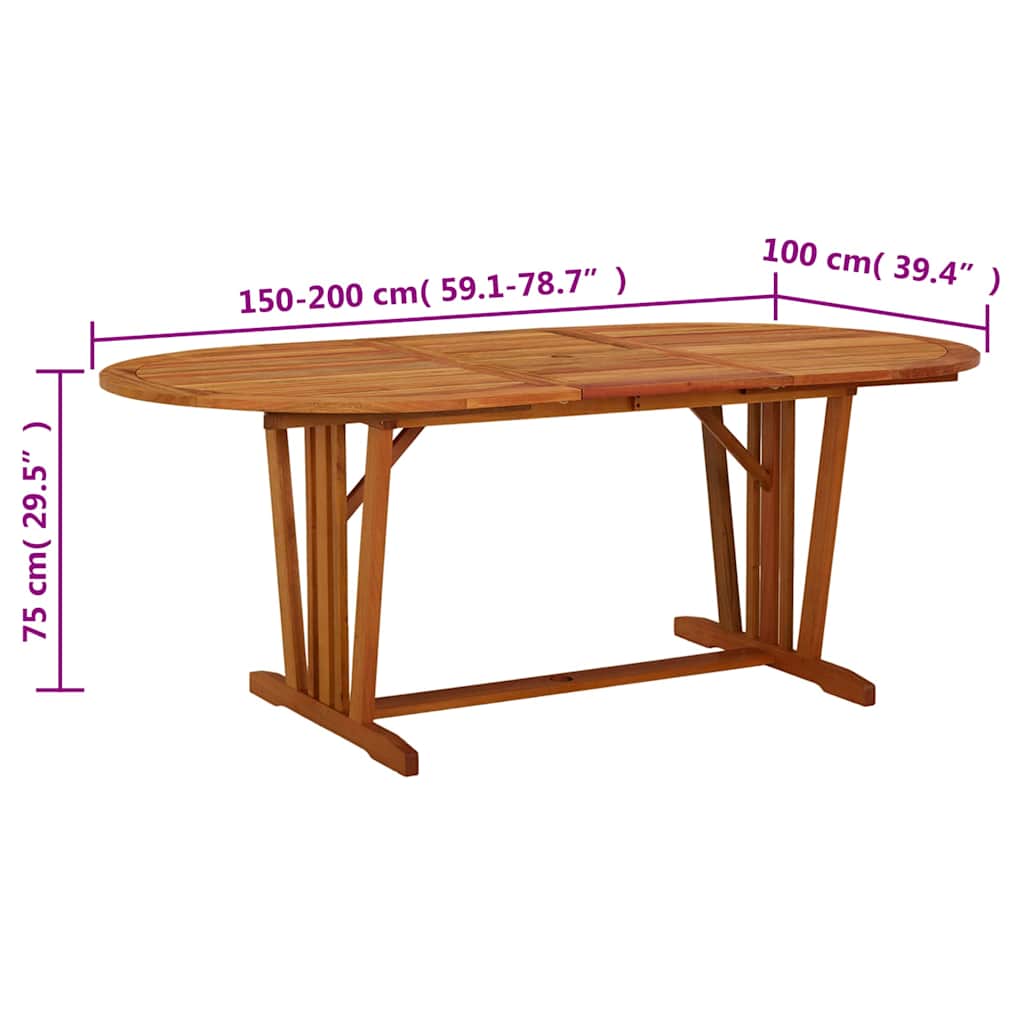 Tavolo da Giardino 200x100x75 cm in Legno Massello di Eucalipto