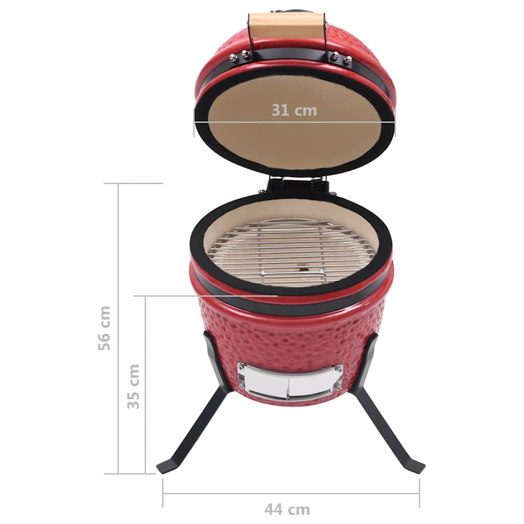 Barbecue Affumicatore 2 in 1 Kamado in Ceramica 56 cm Rosso