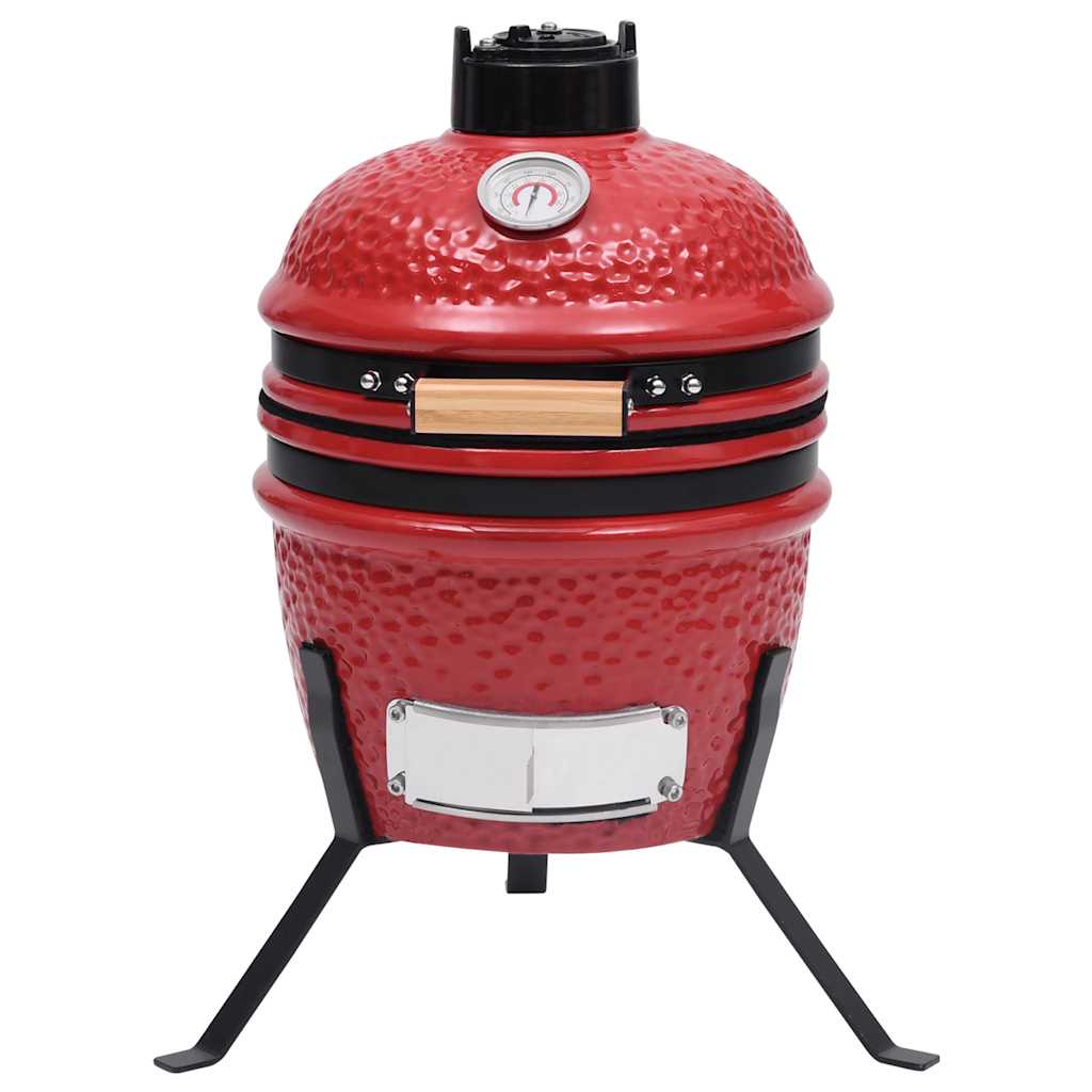 Barbecue Affumicatore 2 in 1 Kamado in Ceramica 56 cm Rosso