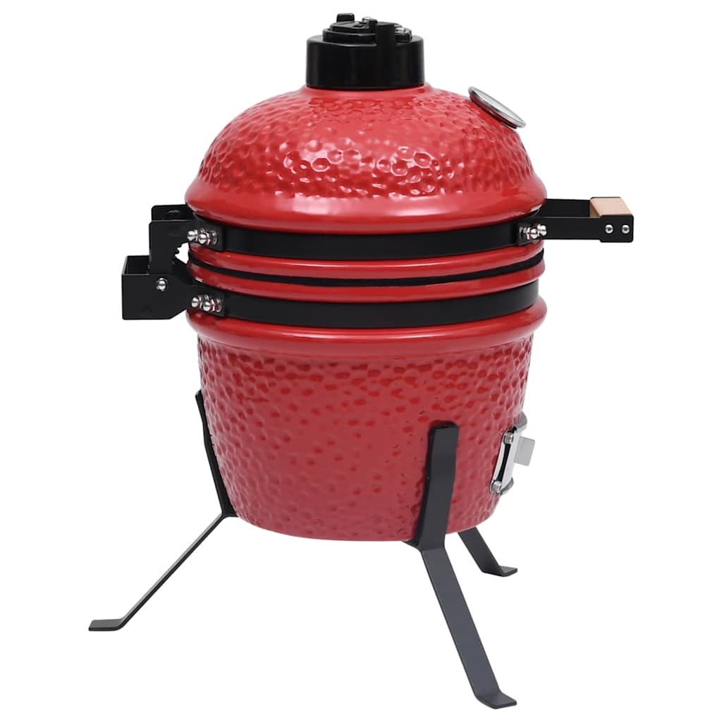 Barbecue Affumicatore 2 in 1 Kamado in Ceramica 56 cm Rosso