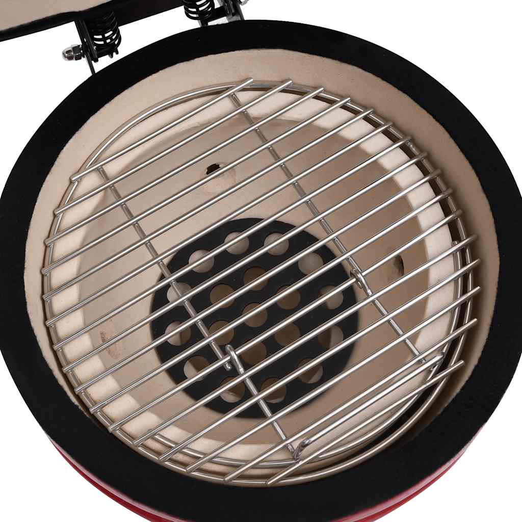 Barbecue Affumicatore 2 in 1 Kamado in Ceramica 56 cm Rosso