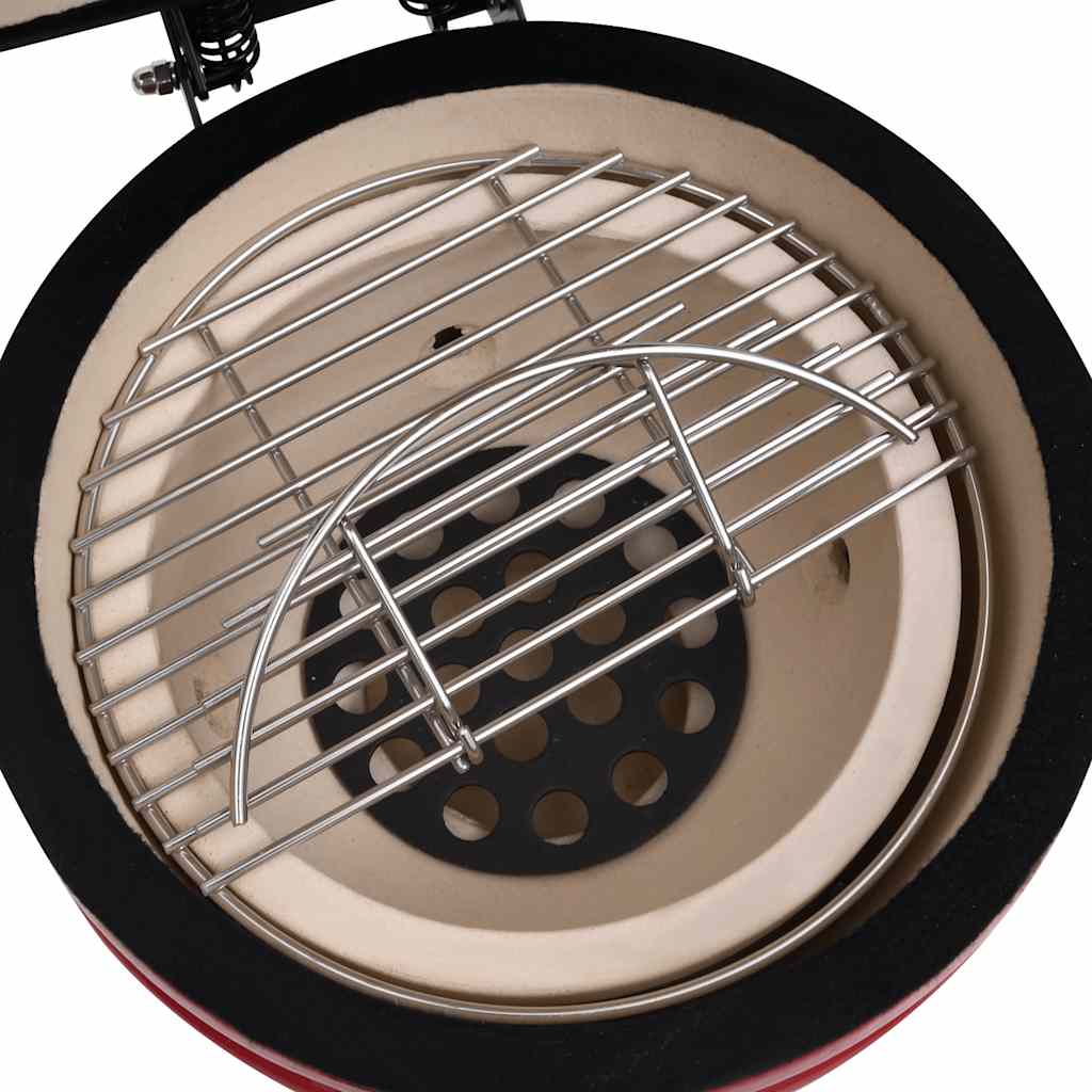 Barbecue Affumicatore 2 in 1 Kamado in Ceramica 56 cm Rosso