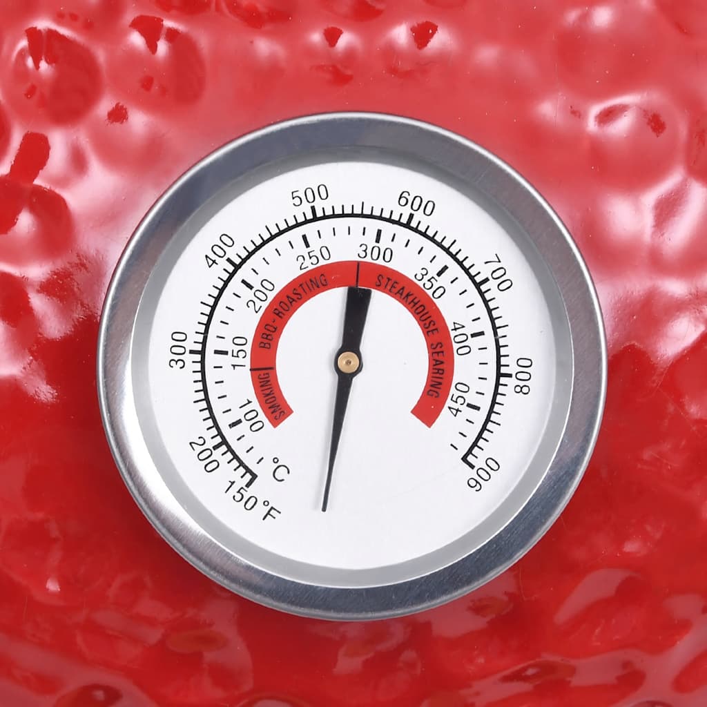 Barbecue Affumicatore 2 in 1 Kamado in Ceramica 56 cm Rosso