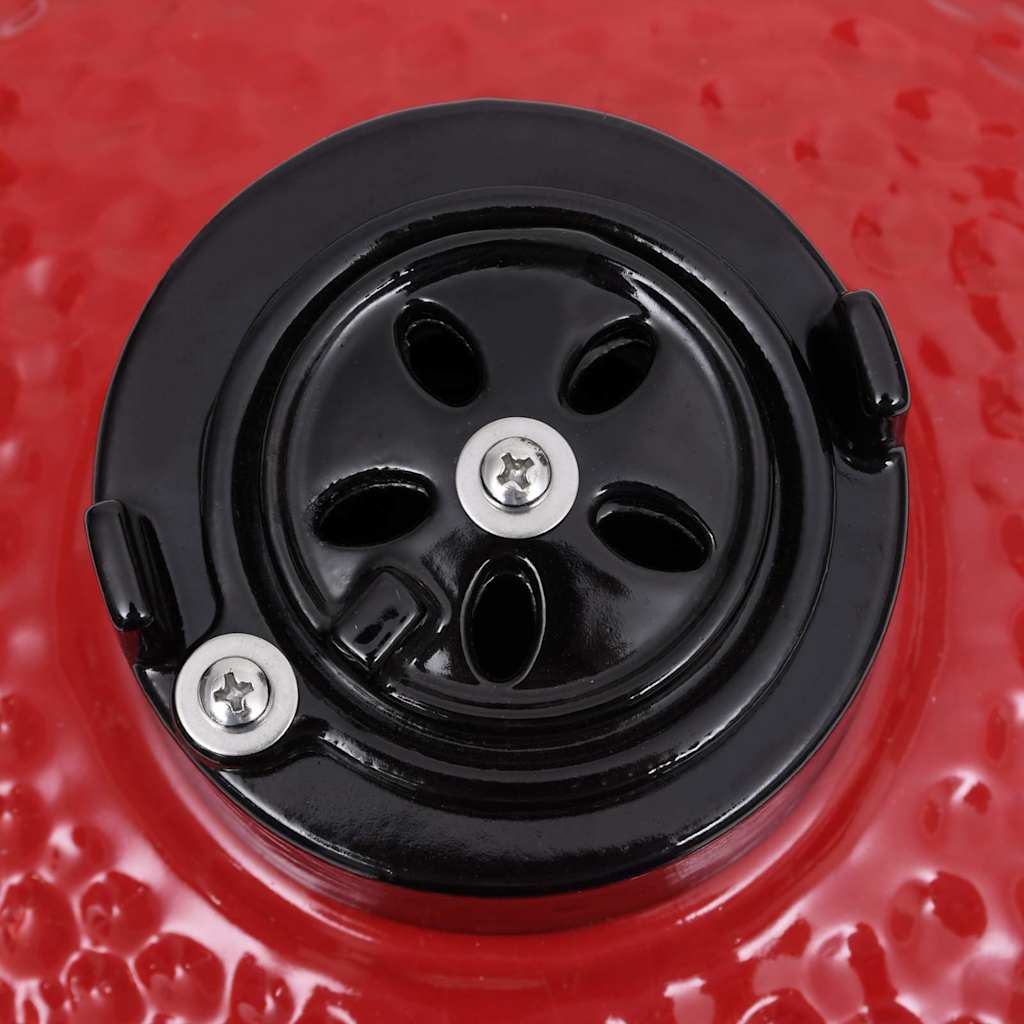 Barbecue Affumicatore 2 in 1 Kamado in Ceramica 56 cm Rosso