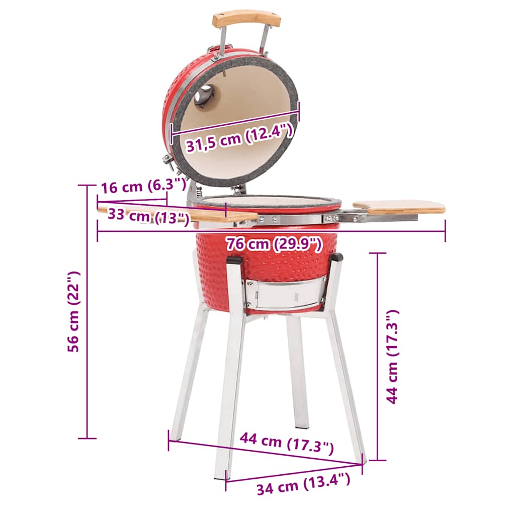 Griglia Barbecue Kamado Affumicatore in Ceramica 33 cm