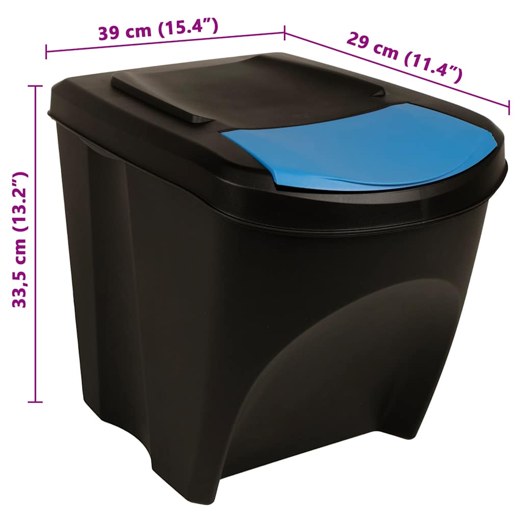 Cestini per Rifiuti Impilabili 3 pz Antracite 75 L