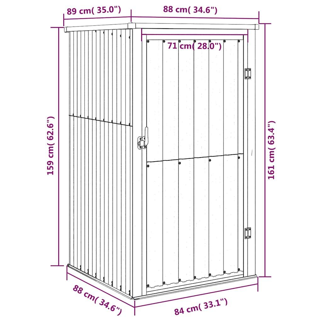 Capanno per Attrezzi Antracite 88x89x161 cm Acciaio Zincato