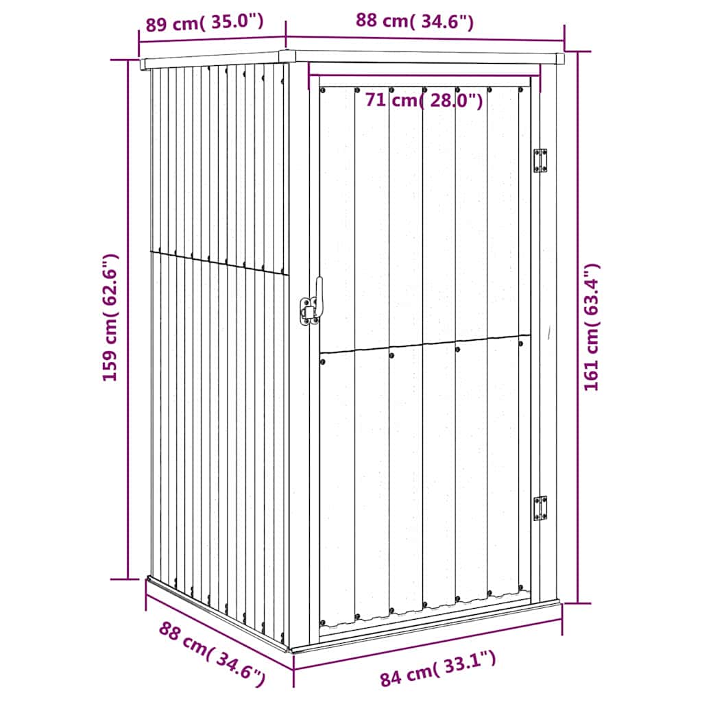 Capanno per Attrezzi Marrone 88x89x161 cm in Acciaio Zincato