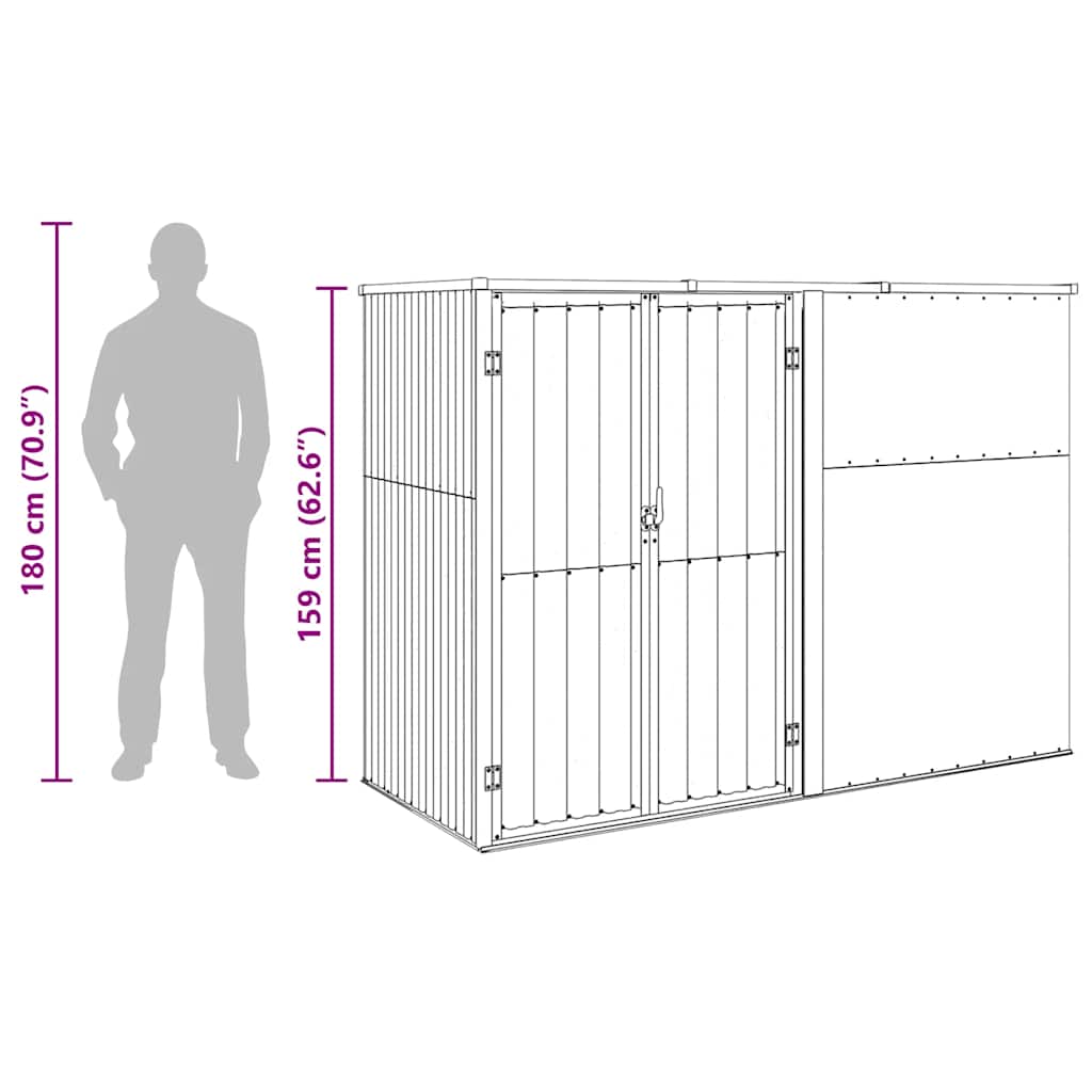Capanno per Attrezzi Antracite 225x89x161 cm Acciaio Zincato