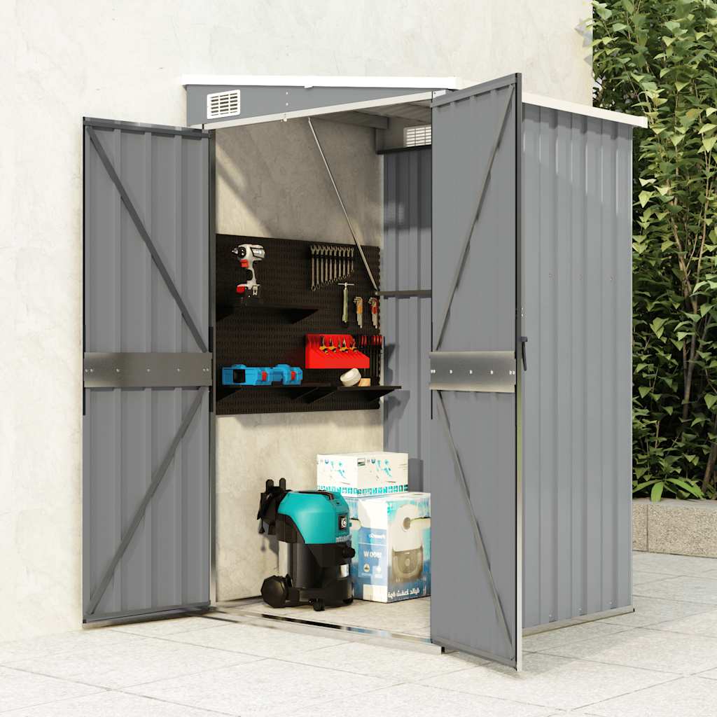Capanno Giardino a Parete Grigio 118x100x178 cm Acciaio Zincato