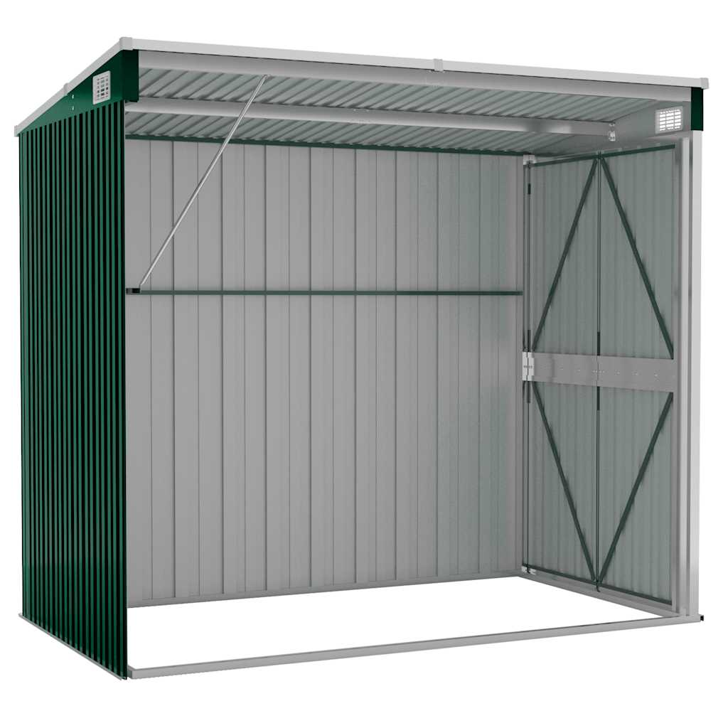 Capanno Giardino a Parete Verde 118x194x178 cm Acciaio Zincato