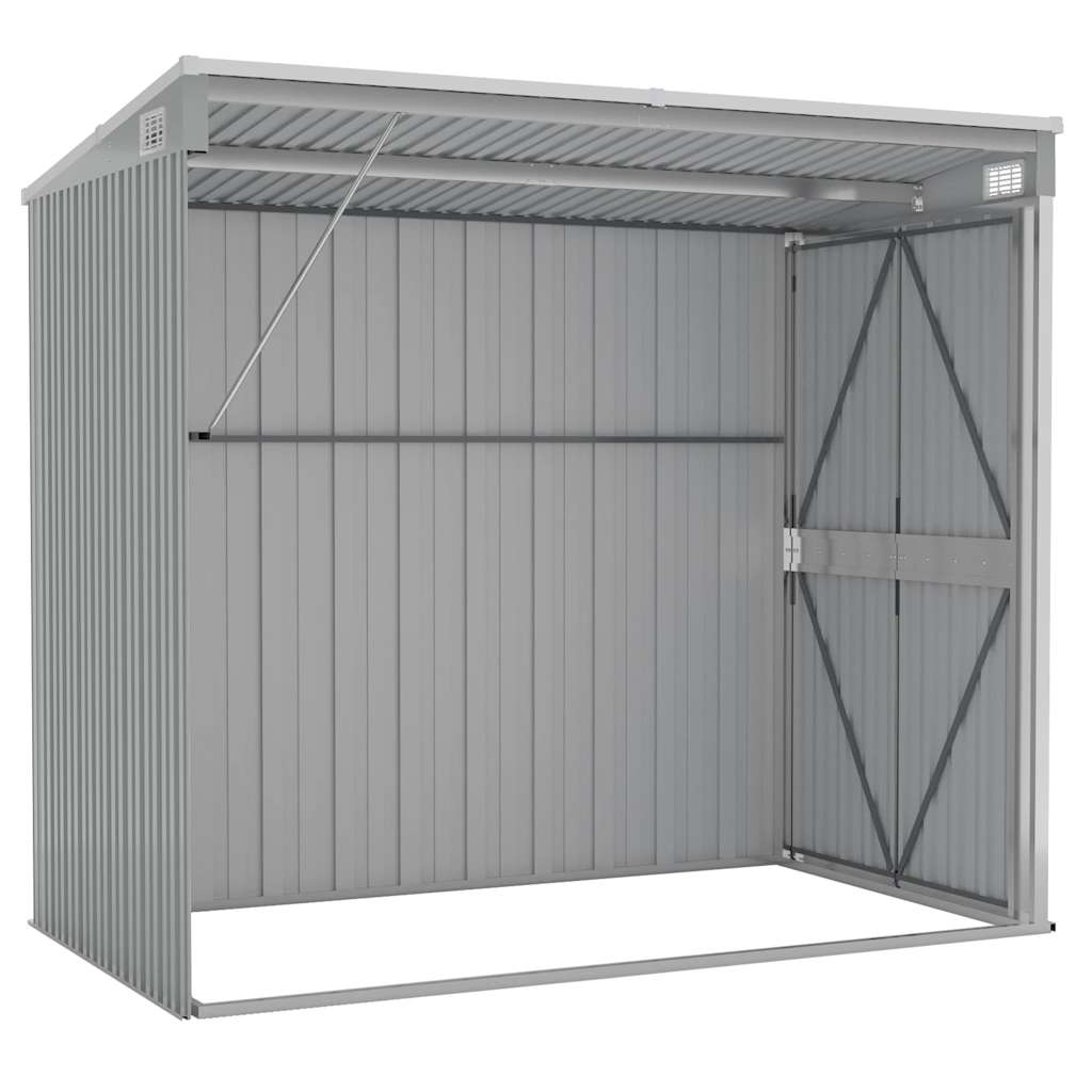 Capanno Giardino a Parete Grigio 118x194x178 cm Acciaio Zincato